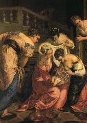 TINTORETTO, Jacopo The Birth of John the Baptist, detail ar oil painting reproduction